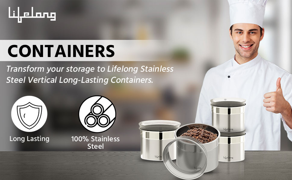 Containers, Set, Canister Kitchen set, stainless steel 