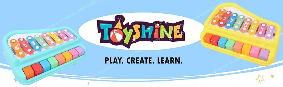 Toyshine 2 in 1 Baby Piano Xylophone Toy for Toddlers 1-3 Years Old, 8 Multicolored Key Xylophone