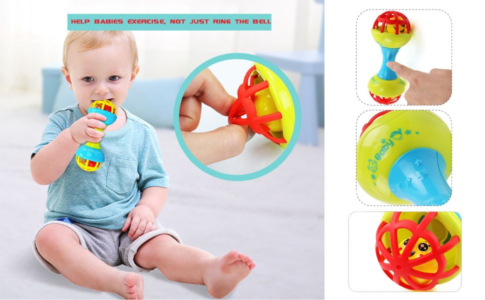 dumbbell rattle for baby, colourful rattles, jhunjhuna for baby 0 to 2 years, new born baby toys